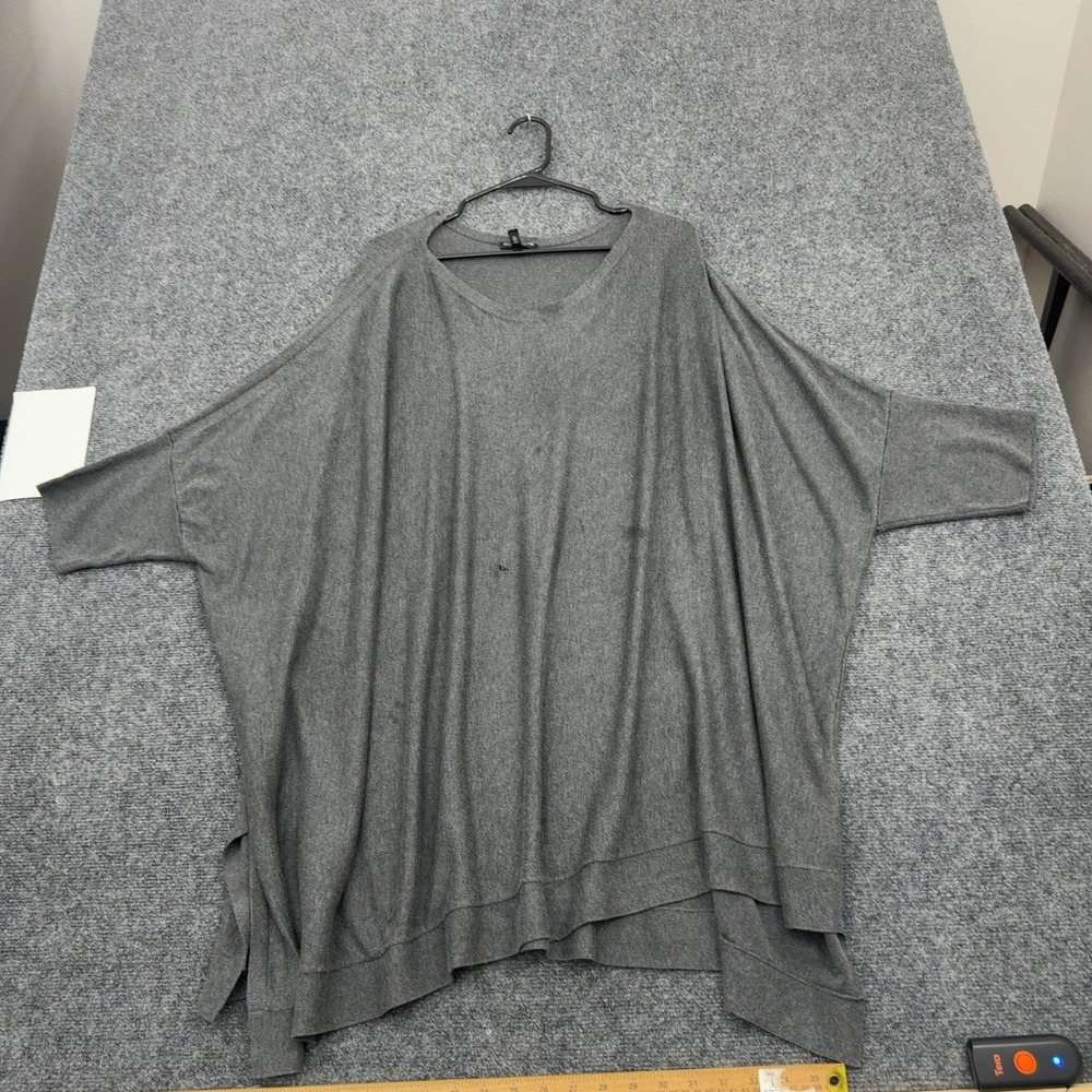 Eileen Fisher Top Women 1X/2X Gray Tencel Oversized Batwing Tunic Minimalist
